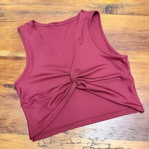 Red Crop Ribbed Top (S)